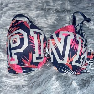 PINK Victoria’s Secret Wear Everywhere Push Up Bra Tropical Print 32D